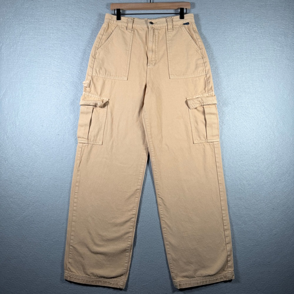 Cello Womens Tan Khaki High Rise Wide Leg Cargo Carpenter Pants WV18064B-GRA 11